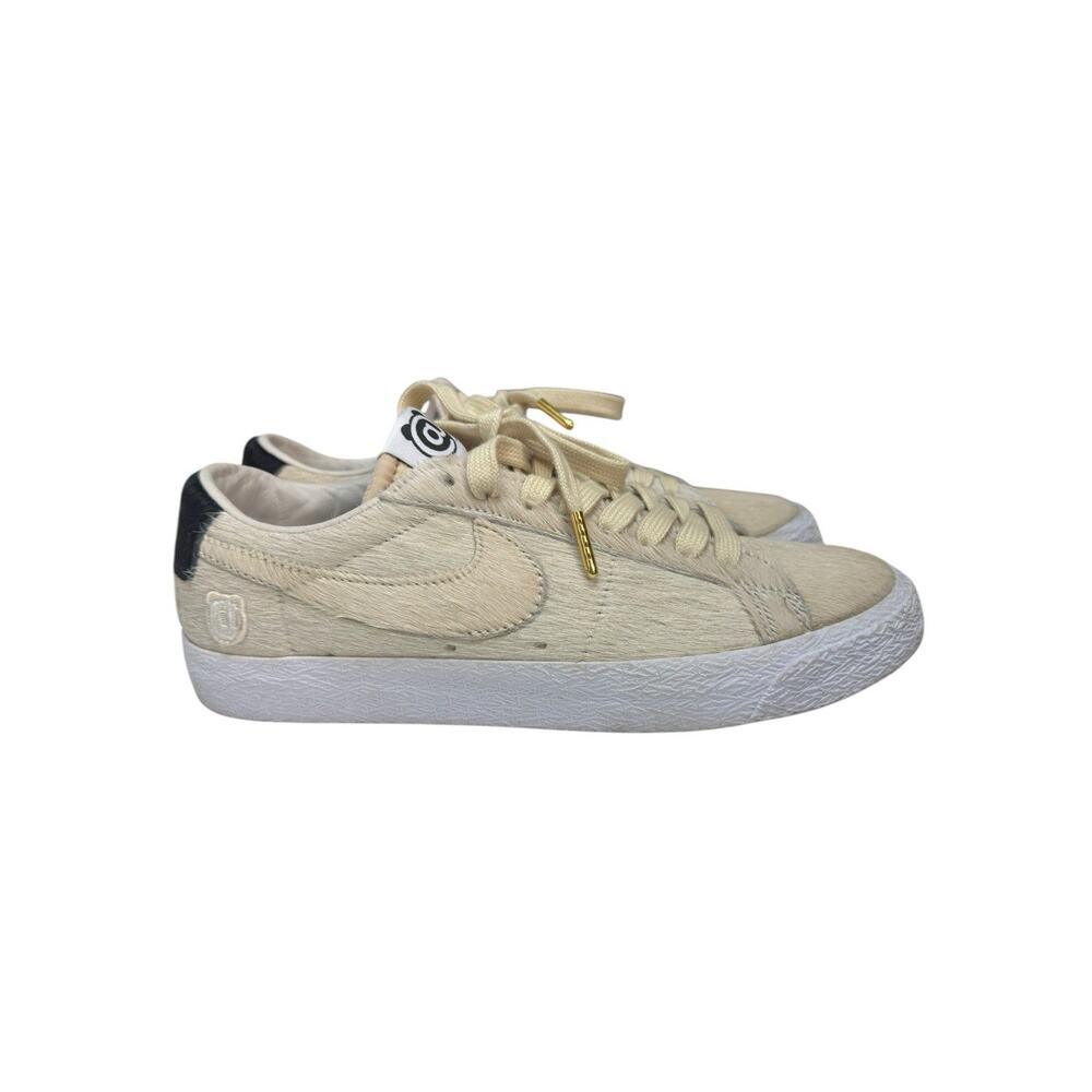Nike SB Blazer Bearbrick Pony Hair Cream Sneakers Mens 7.5 Womens 9